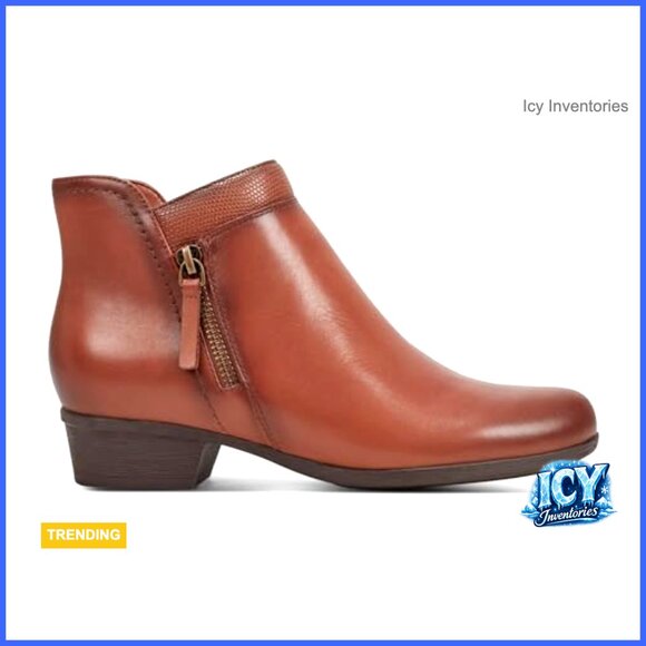 Comfortable Ankle Booties with Arch Support | Vionic Shoes Genuine Leather Ankle Booties with Arch Support, 1.5 Inch Heel